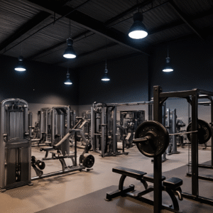 Industriële gym met krachtapparatuur